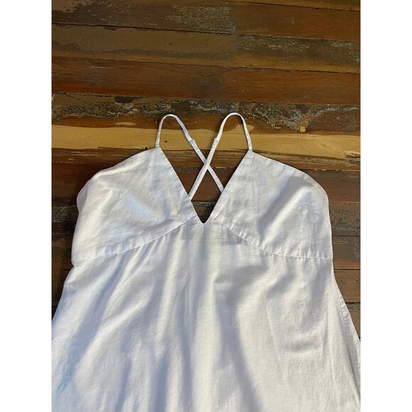 J.Crew White Linen Cotton Maxi Dress 3X Plus Size Crisscross Back - Picture 14 of 15